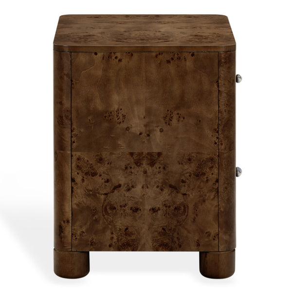 Safavieh Josephina Burl Walnut Two Drawer Nightstand with Silver Hardware for Modern Bedrooms SFV2248A