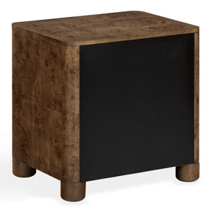 Safavieh Josephina Burl Walnut Two Drawer Nightstand with Silver Hardware for Modern Bedrooms SFV2248A