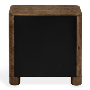 Safavieh Josephina Burl Walnut Two Drawer Nightstand with Silver Hardware for Modern Bedrooms SFV2248A