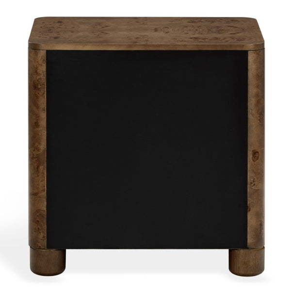 Safavieh Josephina Burl Walnut Two Drawer Nightstand with Silver Hardware for Modern Bedrooms SFV2248A