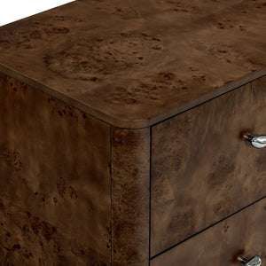 Safavieh Josephina Burl Walnut Two Drawer Nightstand with Silver Hardware for Modern Bedrooms SFV2248A