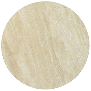 Safavieh Alysandria Round Travertine Stone Top Side Table with Warm Oak Base for Modern Interiors Dark Brown Oak SFV2252A