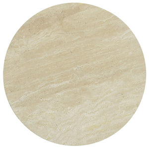 Safavieh Alysandria Round Travertine Stone Top Side Table with Warm Oak Base for Modern Interiors Brown Oak SFV2252B