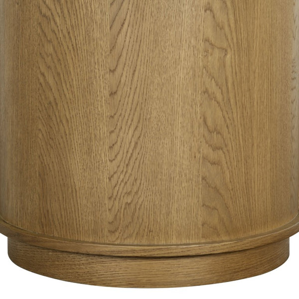 Safavieh Alysandria Round Travertine Stone Top Side Table with Warm Oak Base for Modern Interiors Brown Oak SFV2252B