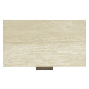 Safavieh Alysandria Travertine Stone Top Nightstand with Oak Base and Single Drawer Storage Dark Brown Oak SFV2254A