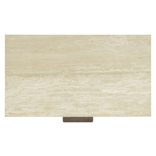 Safavieh Alysandria Travertine Stone Top Nightstand with Oak Base and Single Drawer Storage Dark Brown Oak SFV2254A