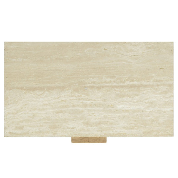 Safavieh Alysandria Travertine Stone Top Nightstand with Oak Base and Single Drawer Storage Brown Oak SFV2254B
