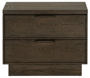 Safavieh Alysandria Natural Grain Wood Two Drawer Nightstand for Warm Transitional Bedrooms Dark Brown Oak SFV2255A