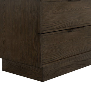 Safavieh Alysandria Natural Grain Wood Two Drawer Nightstand for Warm Transitional Bedrooms Dark Brown Oak SFV2255A
