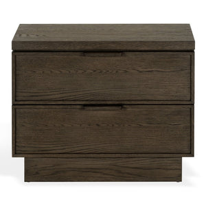 Safavieh Alysandria Natural Grain Wood Two Drawer Nightstand for Warm Transitional Bedrooms Dark Brown Oak SFV2255A