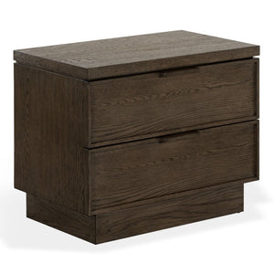 Safavieh Alysandria Natural Grain Wood Two Drawer Nightstand for Warm Transitional Bedrooms Dark Brown Oak SFV2255A