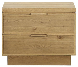 Safavieh Alysandria Natural Grain Wood Two Drawer Nightstand for Warm Transitional Bedrooms Brown Oak SFV2255B