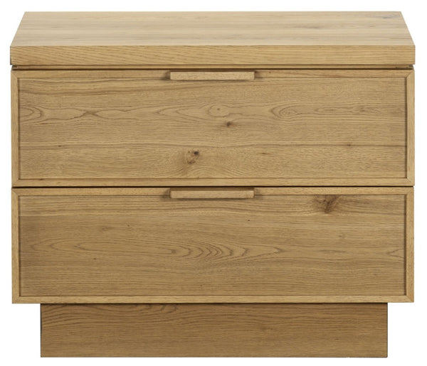 Safavieh Alysandria Natural Grain Wood Two Drawer Nightstand for Warm Transitional Bedrooms Brown Oak SFV2255B