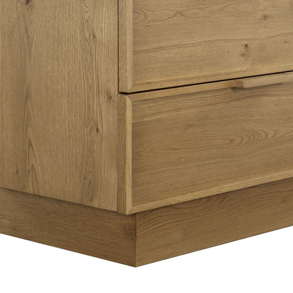Safavieh Alysandria Natural Grain Wood Two Drawer Nightstand for Warm Transitional Bedrooms Brown Oak SFV2255B