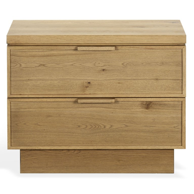 Safavieh Alysandria Natural Grain Wood Two Drawer Nightstand for Warm Transitional Bedrooms Brown Oak SFV2255B