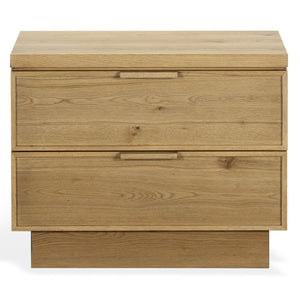 Safavieh Alysandria Natural Grain Wood Two Drawer Nightstand for Warm Transitional Bedrooms Brown Oak SFV2255B