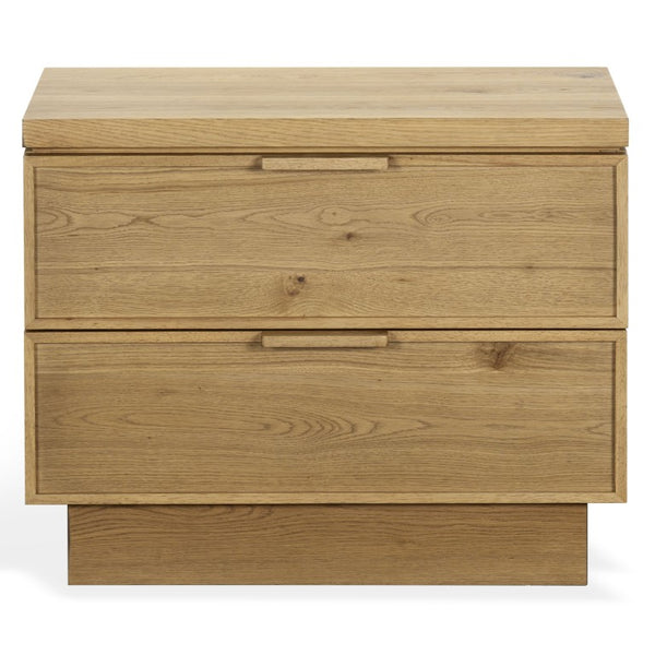 Safavieh Alysandria Natural Grain Wood Two Drawer Nightstand for Warm Transitional Bedrooms Brown Oak SFV2255B