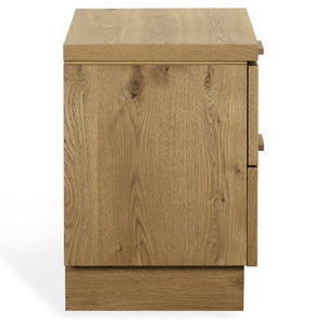 Safavieh Alysandria Natural Grain Wood Two Drawer Nightstand for Warm Transitional Bedrooms Brown Oak SFV2255B