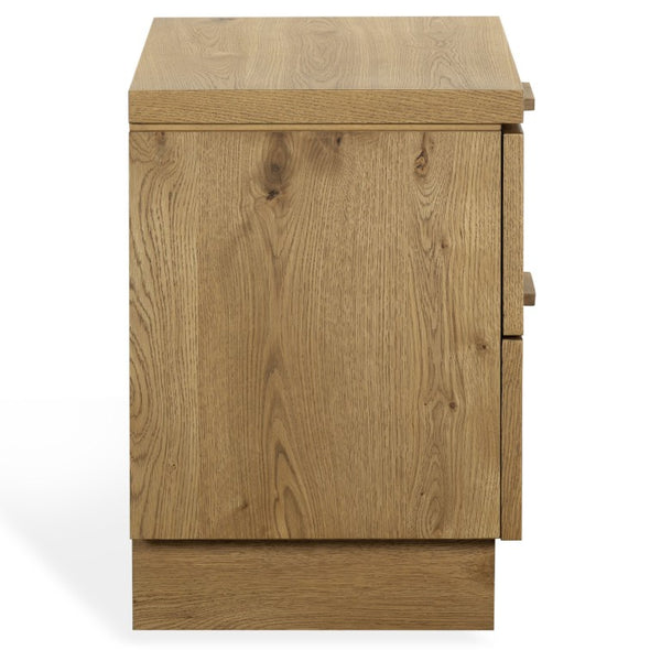 Safavieh Alysandria Natural Grain Wood Two Drawer Nightstand for Warm Transitional Bedrooms Brown Oak SFV2255B