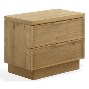 Safavieh Alysandria Natural Grain Wood Two Drawer Nightstand for Warm Transitional Bedrooms Brown Oak SFV2255B