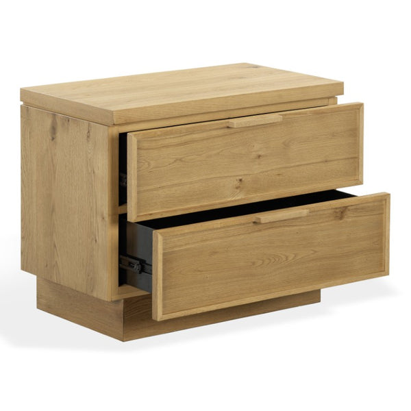 Safavieh Alysandria Natural Grain Wood Two Drawer Nightstand for Warm Transitional Bedrooms Brown Oak SFV2255B