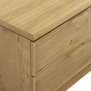 Safavieh Alysandria Natural Grain Wood Two Drawer Nightstand for Warm Transitional Bedrooms Brown Oak SFV2255B