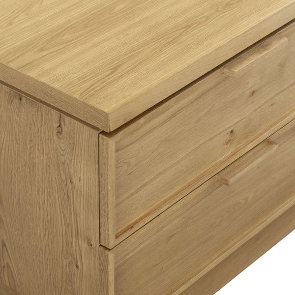 Safavieh Alysandria Natural Grain Wood Two Drawer Nightstand for Warm Transitional Bedrooms Brown Oak SFV2255B