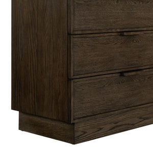 Safavieh Alysandria Six Drawer Wood Top Dresser with Rich Grain Finish for Bedroom Storage Dark Brown Oak SFV2256A
