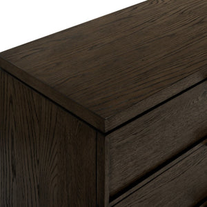 Safavieh Alysandria Six Drawer Wood Top Dresser with Rich Grain Finish for Bedroom Storage Dark Brown Oak SFV2256A