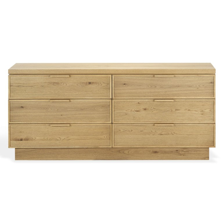 Safavieh Alysandria Six Drawer Wood Top Dresser with Rich Grain Finish for Bedroom Storage Brown Oak SFV2256B