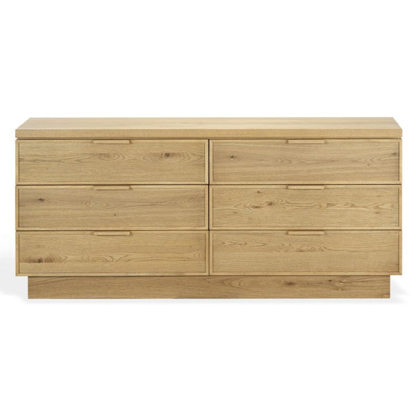 Safavieh Alysandria Six Drawer Wood Top Dresser with Rich Grain Finish for Bedroom Storage Brown Oak SFV2256B