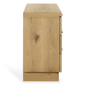 Safavieh Alysandria Six Drawer Wood Top Dresser with Rich Grain Finish for Bedroom Storage Brown Oak SFV2256B