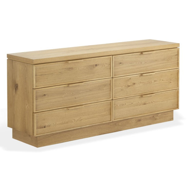 Safavieh Alysandria Six Drawer Wood Top Dresser with Rich Grain Finish for Bedroom Storage Brown Oak SFV2256B