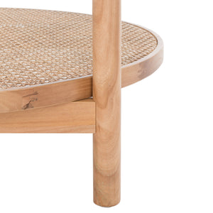 Safavieh Karyna Two-tiered Rattan & Glass Coffee Table - Modern Natural Design For Stylish Living Spaces Clear ,Natural Wood ,Tempered Glass ,Rattan Sfv2300a