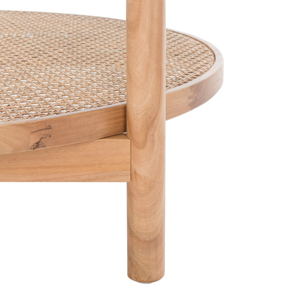 Safavieh Karyna Two-tiered Rattan & Glass Coffee Table - Modern Natural Design For Stylish Living Spaces Clear ,Natural Wood ,Tempered Glass ,Rattan Sfv2300a