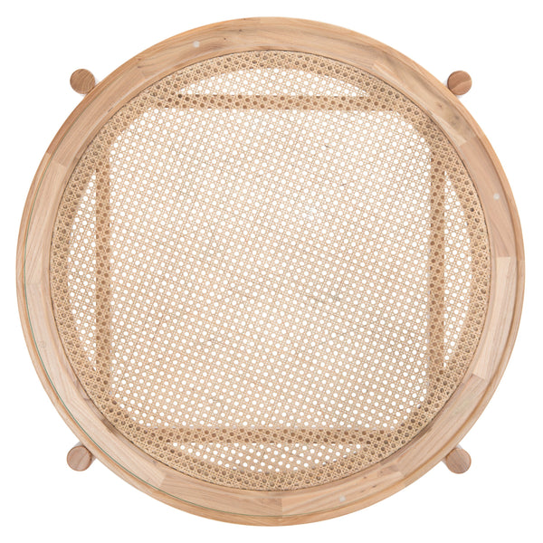 Safavieh Karyna Two-tiered Rattan & Glass Coffee Table - Modern Natural Design For Stylish Living Spaces Clear ,Natural Wood ,Tempered Glass ,Rattan Sfv2300a