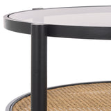 Safavieh Karyna Rattan And Glass Coffee Table Black / Natural SFV2300B