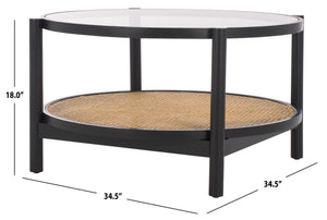 Safavieh Karyna Rattan And Glass Coffee Table Black / Natural SFV2300B