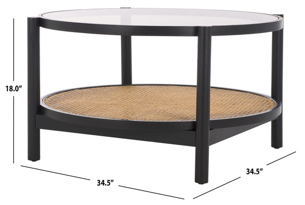 Safavieh Karyna Rattan And Glass Coffee Table Black / Natural SFV2300B