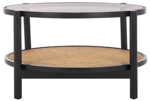 Safavieh Karyna Rattan And Glass Coffee Table Black / Natural SFV2300B