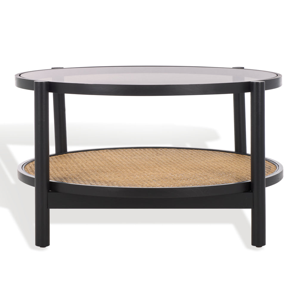 Safavieh Karyna Rattan And Glass Coffee Table Black / Natural SFV2300B