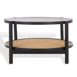Safavieh Karyna Rattan And Glass Coffee Table Black / Natural SFV2300B