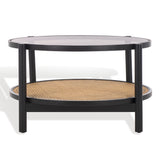 Safavieh Karyna Rattan And Glass Coffee Table Black / Natural SFV2300B