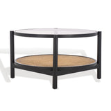 Safavieh Karyna Rattan And Glass Coffee Table Black / Natural SFV2300B