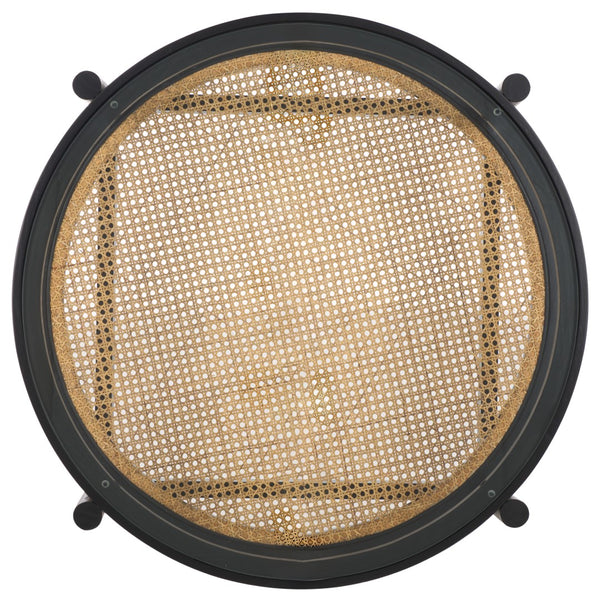 Safavieh Karyna Rattan And Glass Coffee Table Black / Natural SFV2300B