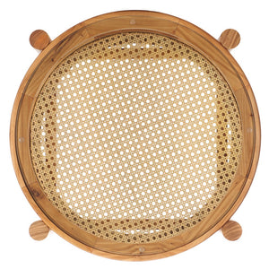 Safavieh Karyna Rattan And Glass Accent Table - Two-tiered Design With Stylish Elm Legs For Modern Spaces Clear ,Natural Wood ,Tempered Glass ,Rattan Sfv2301a