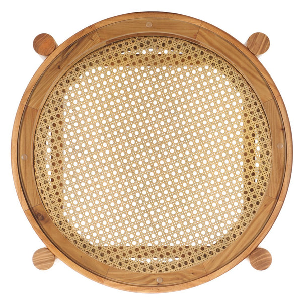 Safavieh Karyna Rattan And Glass Accent Table - Two-tiered Design With Stylish Elm Legs For Modern Spaces Clear ,Natural Wood ,Tempered Glass ,Rattan Sfv2301a