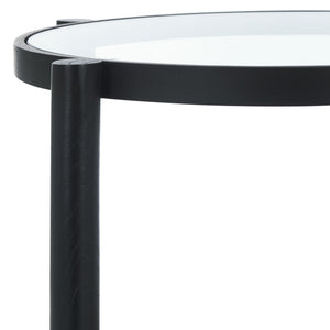 Safavieh Karyna Rattan And Glass Accent Table Black / Natural SFV2301B