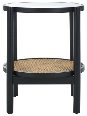Safavieh Karyna Rattan And Glass Accent Table Black / Natural SFV2301B