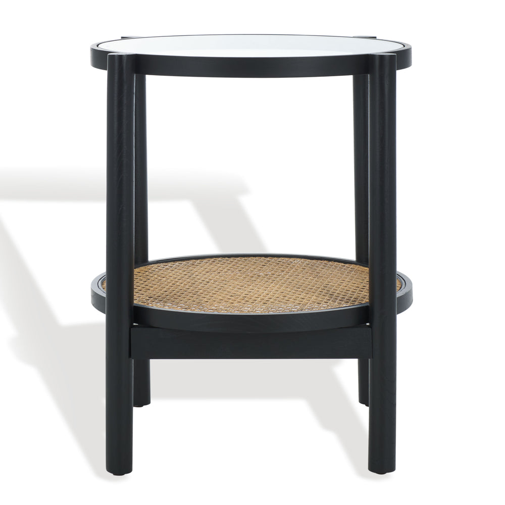 Safavieh Karyna Rattan And Glass Accent Table Black / Natural SFV2301B